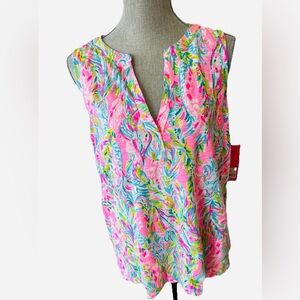 NWT LILLY PULITZER DEV KNIT TOP, MULTI, UNICORN OF THE SEA XL